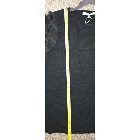 Sioni Milano Black Top With Textured Sleeve Detail Knit Compression Stretch Wome - Picture 7 of 8